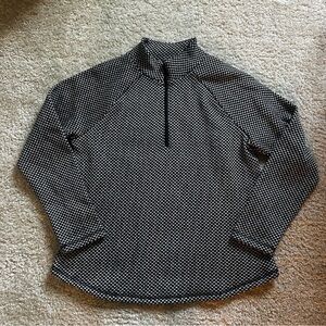 Talbots Quarter-Zip Pullover Houndstooth Black White M